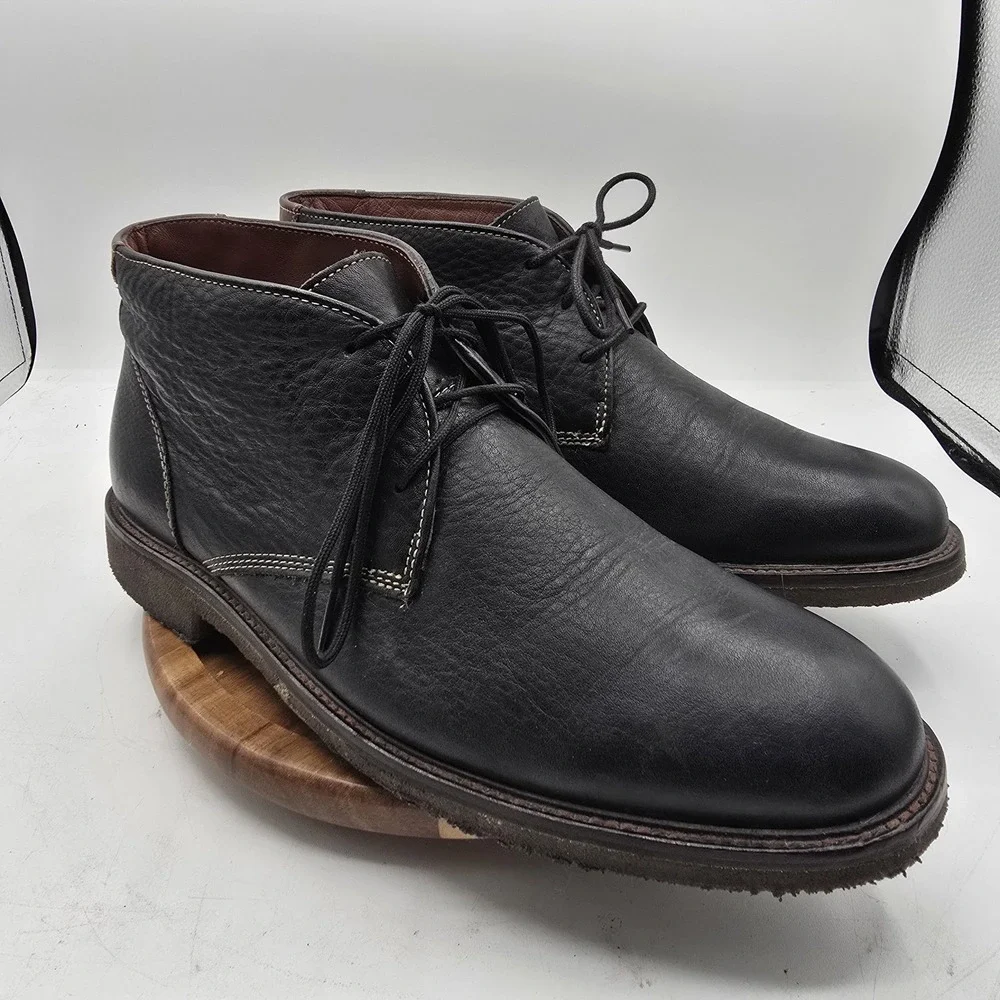 Johnston Murphy Copeland Sheepskin Leather Chukka Boot Men 10M Black Crepe Sole